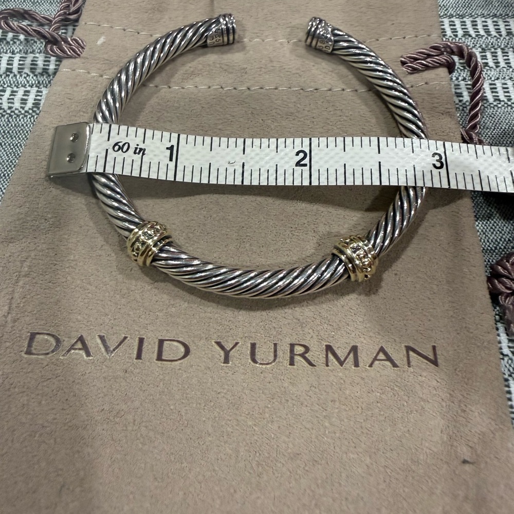 MULTIPLE David Yurman Silver Cable Cuff with Gold Accent - Picture 8 of 10